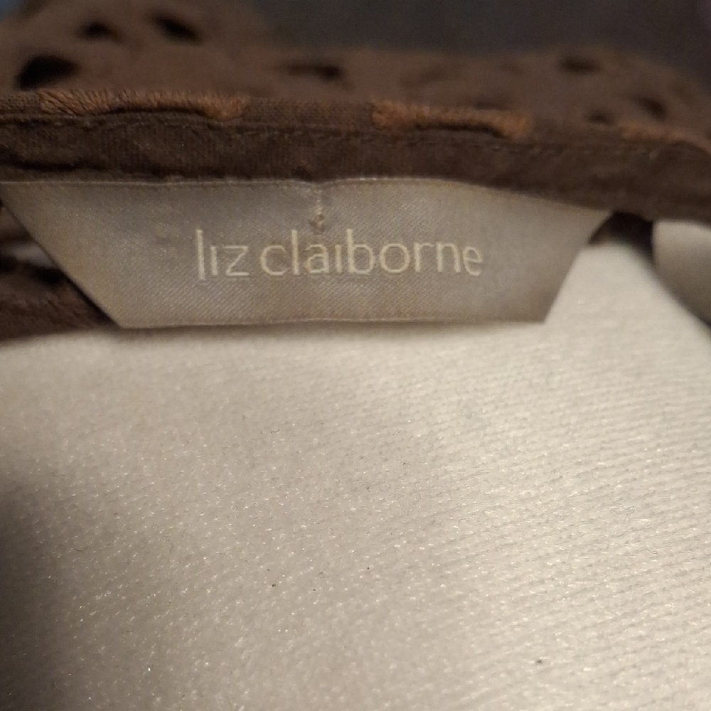 Liz Claiborne Brown Eyelet W/ Triangle cut outs Blouse - Picture 6 of 11